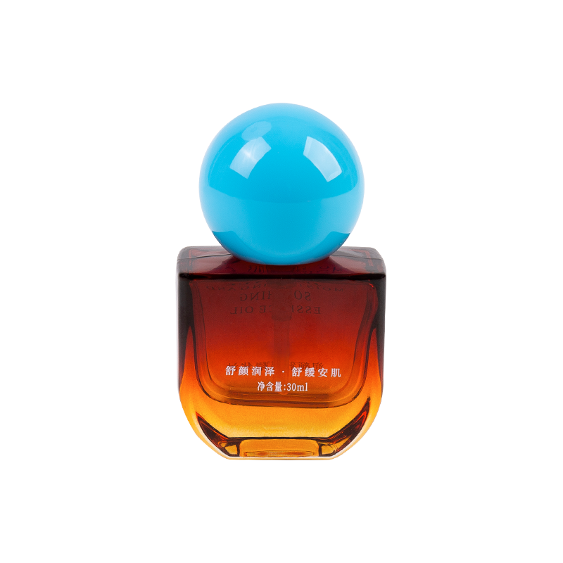 30ml botol kaca amber dengan topi abs biru langit