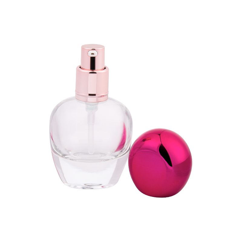 Botol parfum kaca 30ml dengan tutup ABS pink metalik