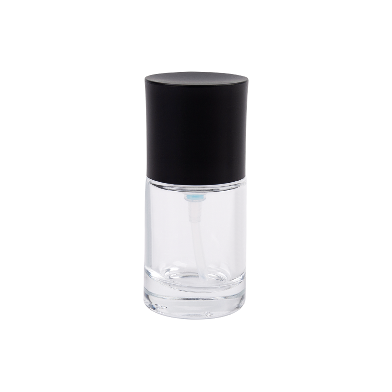 Botol semprot kaca bening 25ml dengan tutup abs hitam